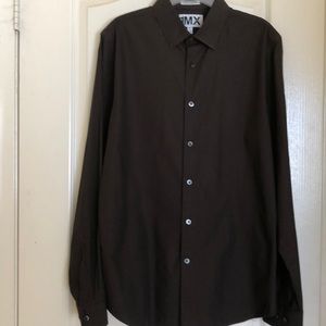 1MX Express extra slim fit brown long sleeve Large
